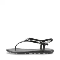 プラダ トライアングルロゴ パテントレザー サンダル 36.5 レディース ブラック 箱付