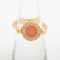 ブルガリ ブルガリブルガリ フリップ オニキス 珊瑚 リング 750(YG) 6.4g 51