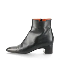 エルメス レザー ショートブーツ 36 レディース ブラック アウトソールキズ ソール補修有 スレ有 シミ有