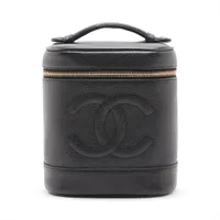 シャネル ココマーク キャビアスキン バニティバッグ ブラック ゴールド金具