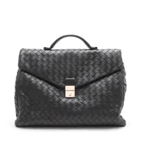 ボッテガヴェネタ イントレチャート レザー ブリーフケース ブラック