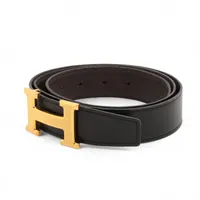 エルメス Hベルト D:2019 ベルト 90 GP×革 ブラック×ゴールド