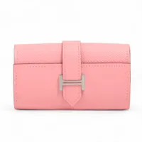 エルメス ベアン ヴォーエプソン キーケース ローズコンフェッティ シルバー金具 T:2015年