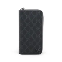 グッチ GGマーモント 456116 レザー 長財布 グレー×ピンク A3488883