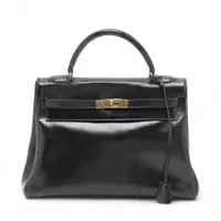 エルメス ケリー32 ルトゥルネ ボックスカーフ ブラック ゴールド金具 Z:1970年