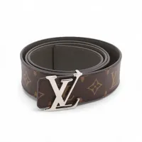 ヴィトン M0613 JJ4242 ベルト 110 PVC×レザー グレー×ブラウン