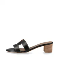 エルメス オアジス レザー サンダル EU37 レディース ブラック 箱 保存袋あり