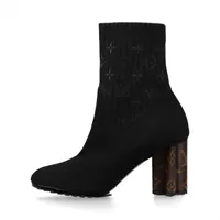 ヴィトン シルエットライン PVC レインブーツ 37 1/2 レディース ブラック モノグラム 社外ラバーシート剥がれ アッパーシミ有