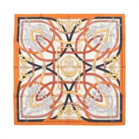 エルメス カレ90 スカーフ シルク オレンジ HARNAIS LEGENDAIRE 伝説のハーネス