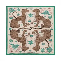 エルメス カレジェアン LES LEOPARDS レオパード ストール カシミヤ×シルク グリーン