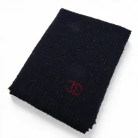 シャネル ココマーク 16B マフラー カシミヤ×シルク ネイビー