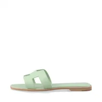 エルメス オラン レザー サンダル 37 レディース ミントグリーン