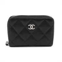 シャネル マトラッセ キャビアスキン コインケース ブラック シルバー金具 30番台