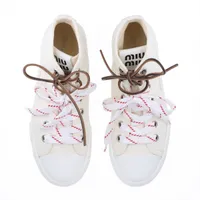 Miu Miu Denim High-top Sneakers 36.5 Ladies' Ivory 5T385E Logo