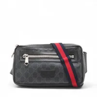 グッチ GGスプリーム PVCxレザー ボディバッグ ブラック 474293