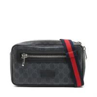 グッチ GGスプリーム PVCxレザー ボディバッグ ブラック 474293