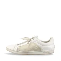 ヴィトン ルクセンブルグライン 20年 レザー スニーカー 9 1/2 メンズ ホワイト MS1200 モノグラム スレ ひび割れ 踵ライニングやぶれ 後塗り