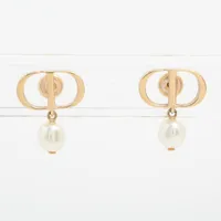 ディオール Petit CD プチCD ピアス(両耳用) GP×フェイクパール ゴールド