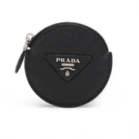 プラダ ヴィッテログレイン ロゴ 1MM006 レザー コインケース ブラック