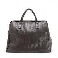 ボッテガヴェネタ イントレチャート レザー ボストンバッグ ブラウン 154922