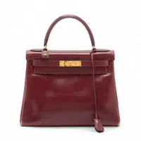 エルメス ケリー28 ルトゥルネ ボックスカーフ ルージュアッシュ ゴールド金具 ○M:1983年