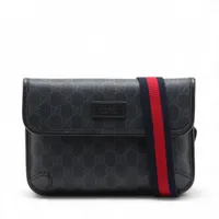 グッチ GGスプリーム PVCxレザー ボディバッグ ブラック 598113