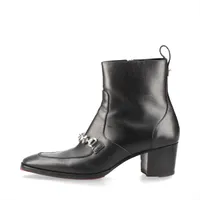 クリスチャンルブタン レザー ブーツ 42 メンズ ブラック MAYERSWING スタッズ 右足つま先ヤブレ有