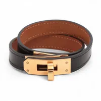 エルメス ケリードゥブルトゥール U:2022 ブレスレット T2 GP×革 ゴールド×ブラック