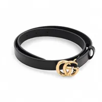 グッチ 409417 ダブルG ベルト 75 レザー ブラック