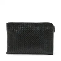 ボッテガヴェネタ イントレチャート レザー クラッチバッグ ブラック