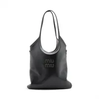 ミュウミュウ アイビー レザー トートバッグ ブラック