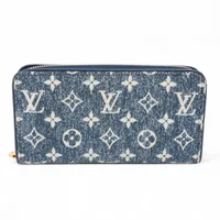 ヴィトン モノグラム ジャガードデニム ジッピーウォレット M81226 ブルー ラウンドジップウォレット RFID反応あり