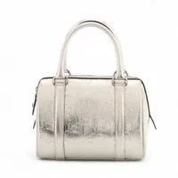 クリスチャンディオール トロッター レザー ハンドバッグ シルバー