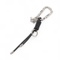 ヴィトン チャーム メタル×レザー シルバー×ブラック M03133 LV ドリフト フック