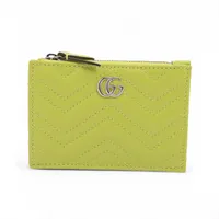 グッチ GGマーモント ダブルG レザー カードケース ライトグリーン 837747