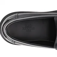 エルメス ヒッチ レザー ローファー 37.5 レディース ブラック Hロゴ