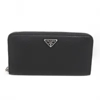 プラダ ヴィッテロダイノ トライアングル 2ML317 レザー ラウンドジップウォレット ブラック