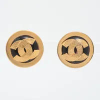 シャネル ココマーク イヤリング(両耳用) GP ブラック×ゴールド