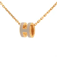 エルメス ミニポップH GD0244 ネックレス GP ゴールド×マロングラッセ