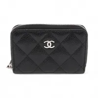 シャネル マトラッセ キャビアスキン コインケース ブラック シルバー金具 ランダムシリアル