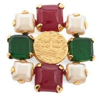 シャネル ココマーク グリポア 93A ブローチ GP×カラーストーン ゴールド×マルチカラー