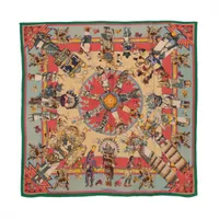 エルメス カレジェアン Kachinas カチナ ストール カシミヤ×シルク グリーン