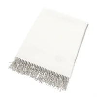 エルメス マフラー カシミヤ ホワイト×グレー