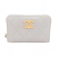 シャネル マトラッセ キャビアスキン コインケース グレー ゴールド金具 ランダムシリアル