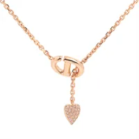 ディオール CD Navy CDネイビー ネックレス GP×ラインストーン ピンクゴールド