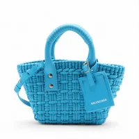 バレンシアガ ビストロXXS ナイロンxレザー 2WAYハンドバッグ ブルー 678028