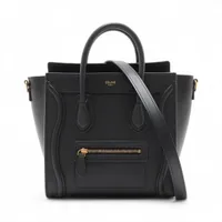 セリーヌ ラゲージ ナノショッパー レザー 2WAYハンドバッグ ブラック