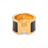 エルメス オランプ リング S GP×革 ゴールド×ブラック