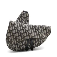 ディオール オブリーク サドルバッグ キャンバスxレザー ボディバッグ ネイビー