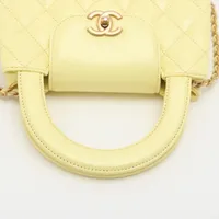 Chanel Matelasse Leather 2 Way Handbag Yellow Gold Metal Fittings